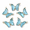 Glass Pendants, with  Micro Pave Cubic Zirconia and Brass Open Back Settings, Faceted, Butterfly, Golden, Sky Blue, 16.5x23.5x5.5mm, Hole: 1.2mm