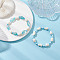 2Pcs 2 Styles Natural Shell & Glass & Glass Seed Beaded Stretch Bracelets Set, Fish with Shell Shape, Light Sky Blue, Inner Diameter: 2~2-1/8 inch(5~5.5cm), 1pc/style