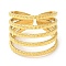 304 Stainless Steel Open Cuff Rings, Multi Line, Golden, US Size 7 1/4(17.5mm)