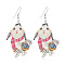 Cute Rabbit Wooden Dangle Earrings for Easter, Beige, 68x32mm