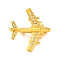 Zinc Alloy Crystal Rhinestone Brooch, Airplane, Golden, 38.5x36mm