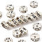 Brass Rhinestone Spacer Beads, Grade A, Crystal, Straight Flange, Rondelle, Silver Color Plated, 5x2.5mm, Hole: 1mm