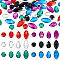 96Pcs 24 Styles Oval Teardrop Horse Eye Sew on Rhinestone, Taiwan Acrylic Rhinestone, Two Holes, Garments Accessories, Faceted, Mixed Color, 10~21x10x4~5mm, Hole: 1mm, 4pcs/style
