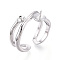 Brass Cuff Ring Settings, for Half Drilled Beads, Cadmium Free & Nickel Free & Lead Free, Real Platinum Plated, Pin: 0.8mm, 9~10mm, Inner Diameter: Adjustable