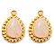 Natural Rose Quartz 304 Stainless Steel Teardrop Charms, Golden, 14x10x5mm, Hole: 1.5mm