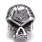 304 Stainless Steel Beads, Large Hole Beads, Skull, Antique Silver, 19x15.5x11.5mm, Hole: 6mm