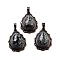 Natural Snowflake Obsidian Teardrop Pendants, Red Copper Tone Brass Charms, 28.5x20.5x7mm, Hole: 8x5mm