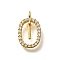Brass Micro Pave Cubic Zirconia Pendants, Cadmium Free & Nickel Free & Lead Free, Real 18K Gold Plated, Oval with Letter Charms, Letter I, 18.5x11x3.5mm, Hole: 2x1.5mm