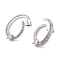 Brass Micro Pave Clear Cubic Zirconia Stud Earrings for Women, Platinum, 23.5x16mm