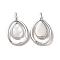 Brass Pendants, with Shell, Teardrop Charms, Platinum, 21x13x3~5mm, Hole: 3.4x2.7mm