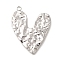 Anti-Tarnish 304 Stainless Steel Pendants, Textured, Heart Charm, Stainless Steel Color, 37.5x31x1.8mm, Hole: 2.5mm