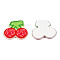Printed Acrylic Cabochons, Cherry, Hot Pink, 18.5x21.5x2.5mm