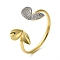 Butterfly Rack Plating Brass Micro Pave Cubic Zirconia Cuff Bangles, Cadmium Free & Lead Free, Long-Lasting Plated, Real 18K Gold Plated, Inner Diameter: 2-1/2 inch(6.5cm)