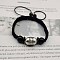 Alloy Oval Braided Bead Bracelets, Adjustable Cord Bracelets for Women Men