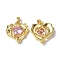Brass Micro Pave Cubic Zirconia Pendants, Cadmium Free & Nickel Free & Lead Free, Real 18K Gold Plated, Heart Charms, Pink, 20x18.5x5mm, Hole: 4.5x2mm