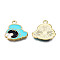 Alloy Enamel Pendants, Cadmium Free & Lead Free, Light Gold, Cauldron with Bone, Turquoise, 16.5x17.5x1.5mm, Hole: 1.8mm