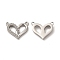 Non-Tarnish 304 Stainless Steel Pendant Rhinestone Settings, Heart Charms, Stainless Steel Color, Fit for 1mm Rhinestone, 12.5x15x2.5mm, Hole: 1.2mm