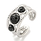 304 Stainless Steel Synthetic Turquoise Cuff Rings, Round Open Rings for Women Men, Stainless Steel Color, 10mm, Inner Diameter: Adjustable