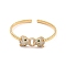 Green Cubic Zirconia Doube Leopard Doorknocker Shape Cuff Bangle, Brass Open Bangle for Women, Lead Free & Cadmium Free, Real 18K Gold Plated, Inner Diameter: 2 inch(5.1cm)x1-7/8 inch(4.65cm)