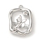 Brass Micro Pave Cubic Zirconia Pendants, Cadmium Free & Nickel Free & Lead Free, Rectangles and Butterflies, Real Platinum Plated, 19.5x14x7mm, Hole: 1.2mm