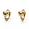 Brass Huggie Hoop Earrings, Ring with Heart, Real 18K Gold Plated, 10x2mm, Pin: 1mm