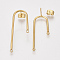 Left and Right 304 Stainless Steel Stud Earring Findings, for DIY Earring Making, with Ear Nuts/Earring Backs, Golden, 37x15x1.5mm, Hole: 1.5mm, Pin: 0.8mm