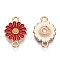 Zinc Alloy Enamel Sunflower Connector Charms, Flower Links, Light Gold, Dark Red, 18x12x2mm, Hole: 1.8mm