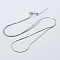 Anti-Tarnish Rhodium Plated 925 Sterling Silver Chain Necklaces, with Slider Beads and Spring Ring Clasps, with 925 Stamp, Platinum, 18 inch(45cm), Hole: 2mm, Pin: 0.8mm
