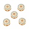 Brass Micro Pave Cubic Zirconia Multi-Strand Links, Real 18K Gold Plated, Flat Round with Star, 9x3.5mm, Hole: 1x2mm