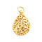 Brass Pendants, Hollow, Rack Plating, Long-Lasting Plated, Lead Free & Cadmium Free, with Jump Ring, Golden, Teardrop, 17.5x11x9mm