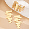 Irregular Geometry Alloy Cuff Bangle & Stud Earring Sets, Golden, Inner Diameter: 60mm