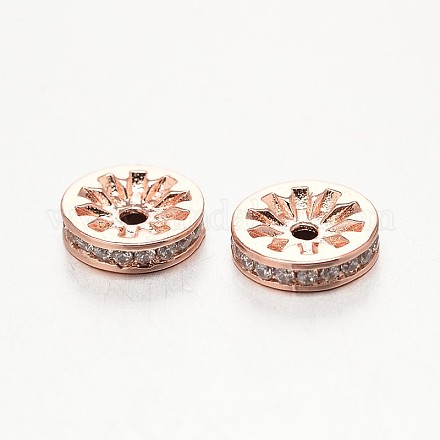 Латунные микро проложить класса AAA кубического циркония бусы ZIRC-O010-6mm-07RG-NR-1