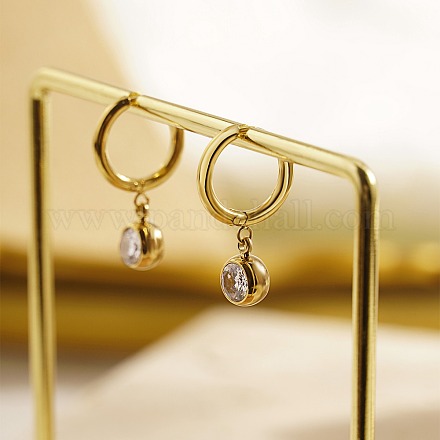 Плоские круглые серьги с кубическим цирконием RS6083-1-1
