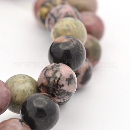 Круглый природных родонит бусы нити G-M136-8mm-1