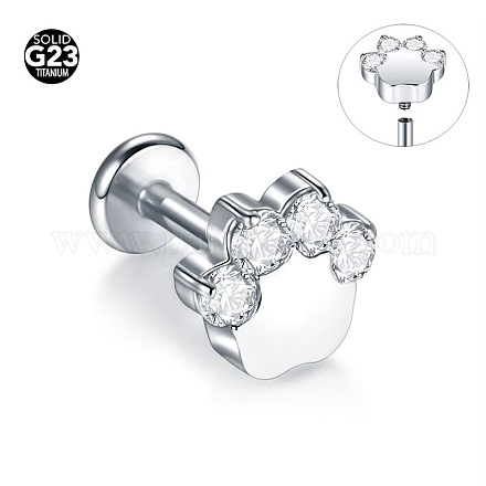 Серьги g23 из титана с микропаве из прозрачного кубического циркония для хряща WG0DE3D-14-1