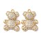 Real 18K Gold Plated Brass Micro Pave Cubic Zirconia Pendants, Cadmium Free & Nickel Free & Lead Free, Bear, Clear, 21x15x4.5mm, Hole: 1.8mm