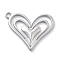 Anti-Tarnish 304 Stainless Steel Pendants, Heart Charm, Stainless Steel Color, 24x29x2mm, Hole: 2.5mm