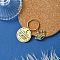 201 Stainless Steel & Alloy  Rhinestone Keychain, with Brass Rings, Flat Round, Golden, 5.5cm