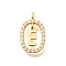 Brass Micro Pave Cubic Zirconia Pendants, Cadmium Free & Nickel Free & Lead Free, Real 18K Gold Plated, Oval with Letter Charms, Letter E, 18.5x11x3.5mm, Hole: 2x1.5mm