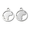 Non-Tarnish 304 Stainless Steel Charms, Manual Polishing, Africa Map, Stainless Steel Color, 14.5x12x1mm, Hole: 1.6mm