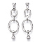 Brass Micro Pave Cubic Zirconia Fold Over Clasps, Cadmium Free & Nickel Free & Lead Free, Oval Clasps for Jewelry Making, Platinum, Oval: 20x16x2mm and 7.5x6x2mm and 14x11x2mm, Clasp: 12x7x6.5mm, Inner Diameter: 3.8mm
