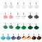 Fan Gemstone Pendants, with Platinum Tone Brass Findings, 20~21x21~22x5~6mm, Hole: 2x7mm, 20~21x21~22x5~6mm, Hole: 2x7mm, 13 materials, 2pcs/material, 26pcs/box