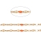 Handmade 304 Stainless Steel Dapped Chains, Cable Chains, with Enamel and Spool, Soldered, Flat Oval, Long-Lasting Plated, Coral, 3x1.5x0.1~1mm, about 32.8 Feet(10m)/roll