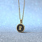 Alloy Black Enamel Flat Round with Letter Pendant Necklaces for Women, Golden, Letter R, 17.72 inch(45cm)