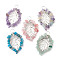 Natural & Synthetic Mixed Gemstone Chip Pendants, Iron Leaf Charms, Platinum, 32x21x4mm, Hole: 4mm