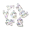 UV Plating Rainbow Iridescent Acrylic Pendants, Letters, Lavender, 25~26x14~22.5x8mm, Hole: 3.5mm