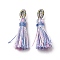Polyester Tassel Pendants, Cornflower Blue, 36~36.5x6~7mm, Hole: 3x5mm