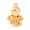 Brass Pendants With Clear Cubic Zirconia, Octopus Charms, Cadmium Free & Nickel Free & Lead Free, Real 18K Gold Plated, 11x8.5x8mm, Hole: 1mm
