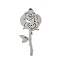 304 Stainless Steel Pendants, Flower Charm, Laser Cut, Anti-Tarnish, Stainless Steel Color, 41x17.5x1.5mm, Hole: 2mm