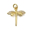 Brass Micro Pave Clear Cubic Zirconia Pendants, Long-Lasting Plated, Rack Plating, Lead Free & Cadmium Free, with Jump Ring, Dragonfly, 18x17x2.5mm, Hole: 3mm